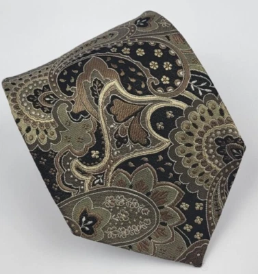 Corbata de seda Geoffrey Beene marrón negra gris floral para hombre 57,5 x 3,5 Foto 1 de 4