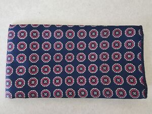 Handkerchief Blue w/ Maroon Circle Print Pocket Square 12" x 11.5" Vintage