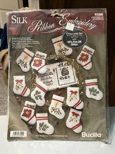 Bucilla Silk Ribbon Embroidery Kit Festival Of Stockings 1995 New Old Stock - Picture 1 of 4
