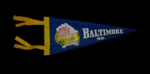 Original 1940s SOUVENIR OF BALTIMORE MARYLAND MD PENNANT #3  WASHINGTON MONUMENT - Picture 1 of 2
