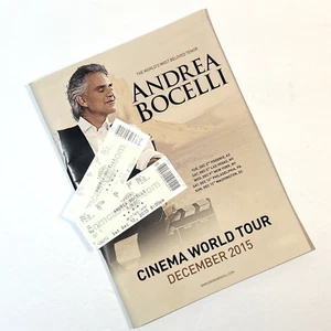 Andrea Bocelli Concert Program 2 Tickets 12/12/15 Philadelphia Cinema World Tour - Picture 1 of 15