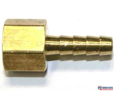 1/4" Barb x 1/4" FEMALE NPT End, Brass Hose Fitting, Connector FF44 Interstate - Image 1 of 4