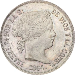 Spanien 1864M 4 Reales Queen Isabel II PCGS MS64 - Bild 1 von 5