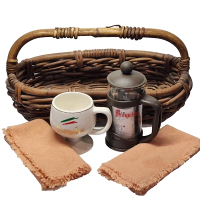 Frangelico Cafetera Prensa Francesa, Taza, Cesta con 2 Servilletas, Tamaño 1-1/4 Taza Foto 1 de 4