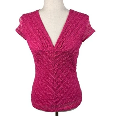 Blusa Top Babydoll Vintage Y2K Envolvente Rosa Encaje Cuello en V Talla Mediana Fairycore Foto 1 de 4