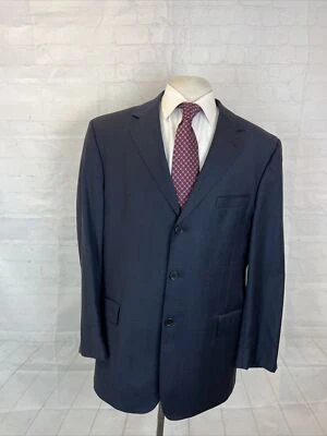 Jos A. Bank Men's Dark Navy Blue Black Plaid Wool Blazer 44R $595 - Image 1 of 4