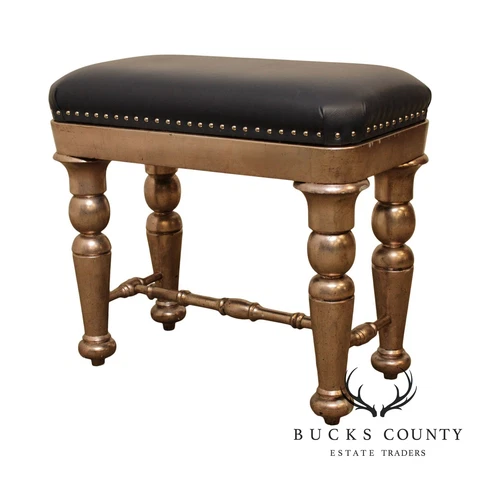 Custom Silver Finished Leather Tufted Bench Cover