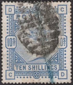 1884 SG183 10s ULTRAMARINE WMK ANCHOR GOOD/FINE USED (CD) - Picture 1 of 2