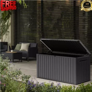 Keter 170 Gal. Resin Deck Box, Large Indoor/Outdoor Storage with Wood-Like Finis - Picture 1 of 14