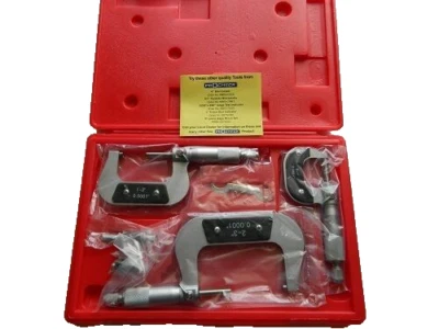 3 Piece Micrometer Set Carbide Tipped Faces in Plastic Case 0-3" Outside - Image 1 of 2
