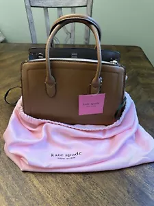 NWT $348 USD Kate Spade Knott Medium Satchel Pebbled Leather Bag Bungalow Tan - Picture 1 of 10