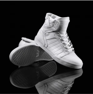 Supra Skytop Men's white Lychee Texture Leather High Top Shoes Boots Sneaker - Picture 1 of 15