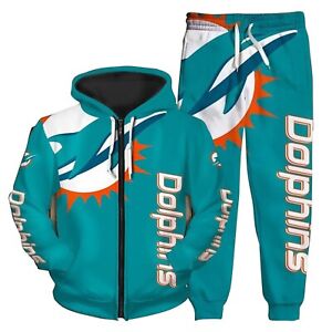 Miami Dolphins Hoodie Tracksuit Athletic Sweatshirt Football Pants Sweatsuit