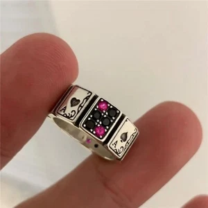 Verstellbar Ring Spielkarte Edelstahl Vintage Schmuck,Fingerring,Luxus Geschenk - Bild 1 von 4