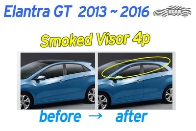 Smoked Window Visor Sun Rain Vent Guard K/125 4P for Hyundai Elantra GT 2013~17 - Image 1 of 4