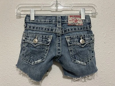 True Religion Kids Joey Big T Cut-off Denim Jean Short Size 5 Fast Shipping! - Image 1 of 4