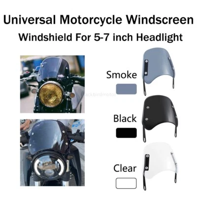 Motorcycle Headlight Windshield Windscreen Universal For 5-7'' Round Headlight - Image 1 of 4