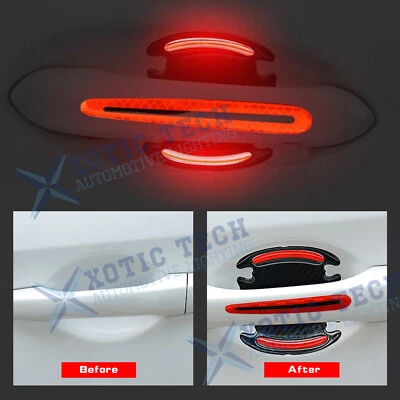 Carbon Fiber Pattern 3D Reflective Door Handle Guard Film Sticker Strip Stickers - Image 1 of 4
