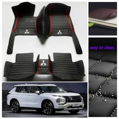Alfombrillas hechas a mano para coche Mitsubishi Outlander alfombras de cuero PU personalizadas Foto 1 de 4