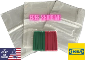 IKEA Bevara 4" Chip Clips (10 pcs) + 25 pcs Clear Plastic Grocery Bags (12"x8") - Picture 1 of 6