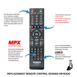 Remote Control for Sonken MP4000 Karaoke Machine - Picture 1 of 1