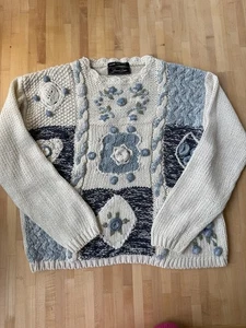 Suéter tejido a mano para mujer Cottage Core estilo coqueta tejido floral  - Imagen 1 de 11