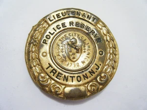Antique Genuine Late 1800s Obsolete Trenton NJ Police Reserve Lieutenant Badge - Bild 1 von 4