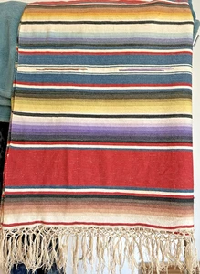 1940s 50s Vintage Mexican Saltillo Serape Blanket Center Diamond 35”x 74" Wool - Bild 1 von 9
