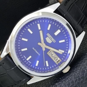 AUTOMATIC VINTAGE REFURBISHED SEIKO 5 JAPAN MENS BLUE COLOR DIAL WATCH a440615-3 - Picture 1 of 10
