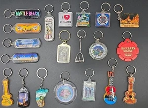 Lot Of 20 Keychains Travel Locations Souvenir Unique Collectible Keyring Vtg Mod - Picture 1 of 6