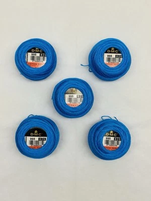 Lot of 5 DMC Cotton Perle Pearl Thread Balls Yarn Size 8 Dark Electric Blue 995 - Image 1 of 4