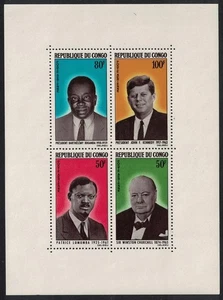 Kongo Churchill Lumumba Kennedy MS Missing OVPT RARR 1965 MNH SG#MS70a - Bild 1 von 1