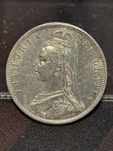 GREAT BRITAIN Half Crown 1887, Victoria Jubilee, a/UNC (Obverse Cleaned?) A4 - Picture 1 of 2
