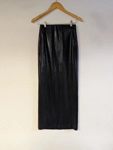 Kim Shui Black Croc-Embossed Jersey Midi Skirt Size S Stretch  - Picture 1 of 9