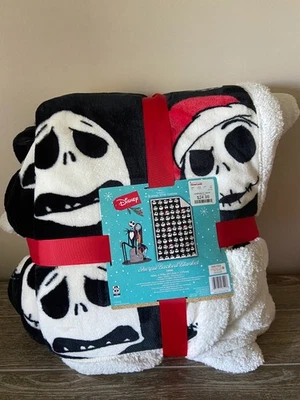 NEW Nightmare Before Christmas Santa Jack Skellington Sherpa Throw Blanket 60x90 - Image 1 of 2