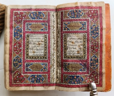 KORAN MANUSCRIPT 19th CENTURY antique QURAN book HAND WRITTEN Foto 1 de 4