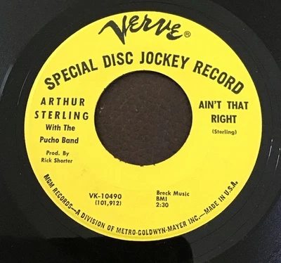 Latin Soul 45 Arthur Sterling Ain't That Right Verve #10490 промо-группа Pucho  - Изображение 1 из 2
