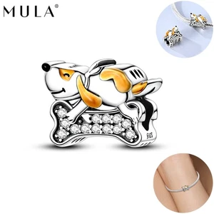 MULA Dog Love Bone DIY Charm Bead 925 Sterling Silver AAA CZ For Women Bracelet - Picture 1 of 7