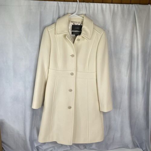 OFF WHITE J.Crew Cappotto Classico Italiano Doppio Panno Lady Day Bianco Off Thinsulate Donna 6P