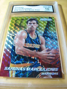 SARUNAS MARCIULIONIS WARRIORS 2014 PRIZM YELLOW & RED MOSAIC PRIZM 208 GRADED 10 - Picture 1 of 1