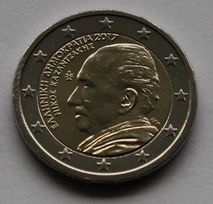 Moneda conmemorativa de 2 euros de Grecia 2017 - Nikos Kazantzakis - Imagen 1 de 2