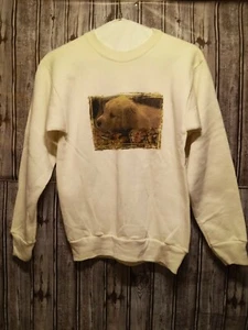 Vintage Browning Jr Sweater kids white/puppy Size L rn 83712 Made in USA (B2) - Picture 1 of 5