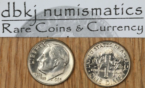 1966 (P) Roosevelt Dime 10¢ - BU - Brilliant Uncirculated Cover