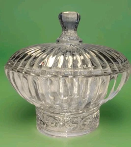 Plato de caramelo de cristal grande de colección con tapa con patas plato de tuerca redondo pesado - Imagen 1 de 24