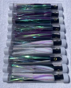 Offshore Fishing Skirt New 10 PK Black Daisy Chain Dredge Teaser Trolling Lures - Picture 1 of 11