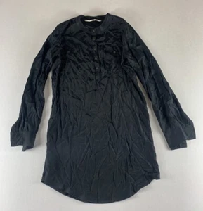TWELTH STREET BY CYNTHIA VINCENT SHIRT DRESS WOMEN MEDIUM BLACK HENLEY LONGSLEEV - Picture 1 of 7