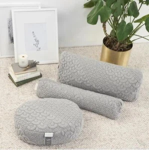 Crystal Cove ~ 3 pc Gray Home Yoga Pillow Bolster Bundle Set *BRAND NEW in BOX! - Picture 1 of 1
