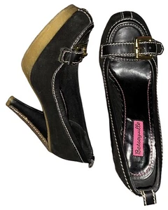 Betseyville 9.5 Suede/Leather Crêpe Sole Platform Heel Buckle Toe Never Worn OS - Picture 1 of 9