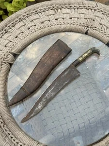 Antique Old Rare Hand Crafted Brass Handle Dagger Knife Khanger With Cover - Picture 1 of 10