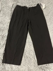 Larry Levine Women’s Black Stretch New Fashioned Crop Pants Size 12 NWT - Picture 1 of 8